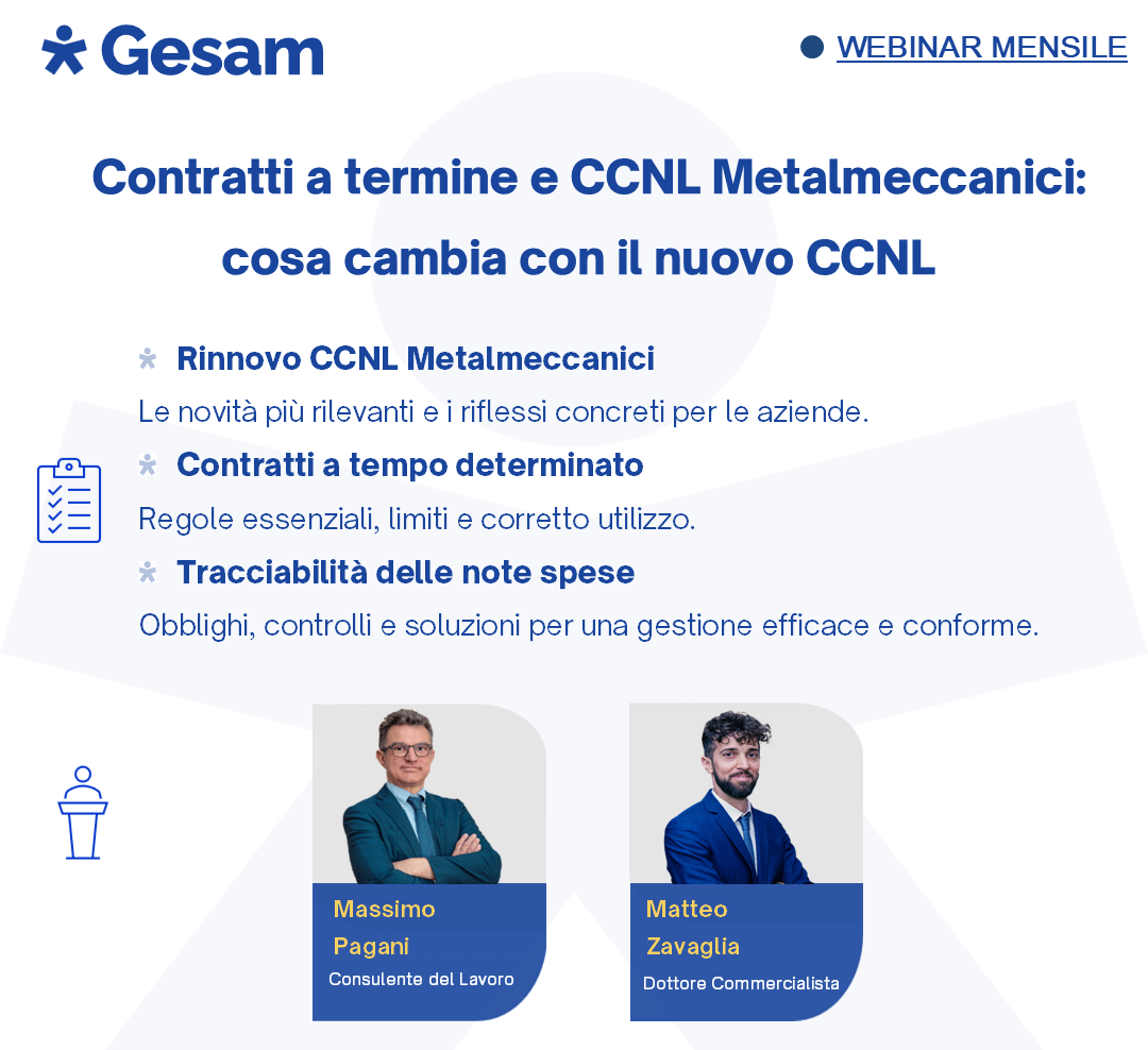 WEBINAR - CONTRATTI A TERMINI E CCNL METALMECCANICI: COSA CAMBIA CON IL NUOVO CCNL